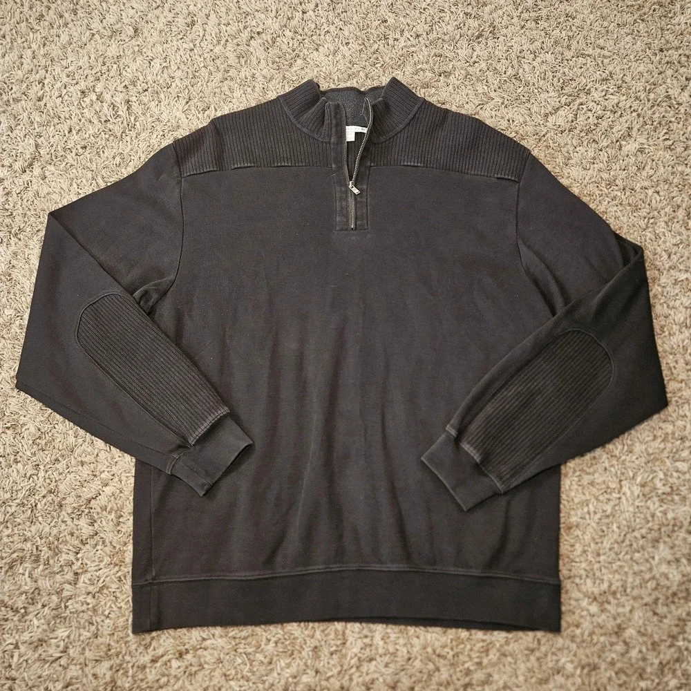 Cutter &‎ Buck Men's 1/4 Zip Pullover 100% Pima Cotton Black Size XL Ribbed